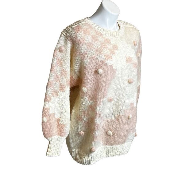FIA Italia vintage pink and cream crew neck sweater with Pom Poms size S - Picture 4 of 16